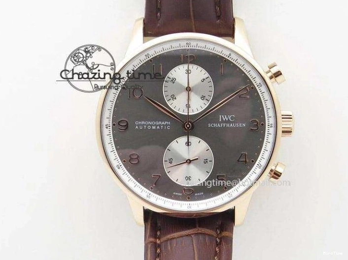 MIROTIME 0403 Unique Portuguese IW3714 Diam ZF V2 1:1 Best Edition Gray Dial On Brown Leather Strap A79350 (Slim Movement) 7250